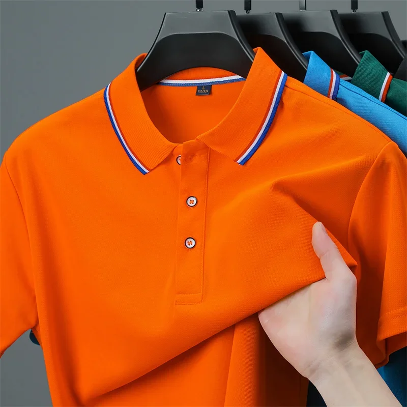 2025 New Men's Casual Solid Color Short Sleeved Polo Shirt Summer Fashionable and Comfortable Versatile Top - Image 6